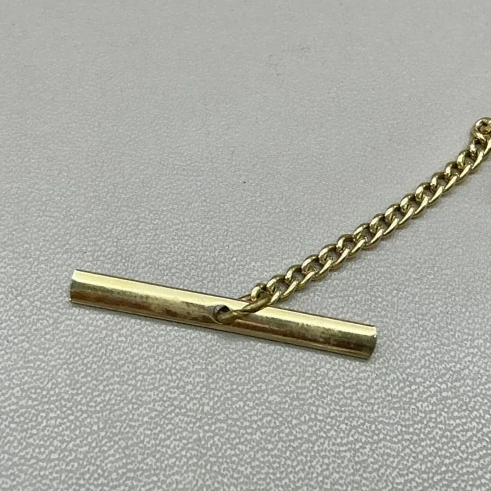 Vintage Gold Tone Genuine Diamond Black Onyx Tie Tack Men's Formal Jewelry Gift